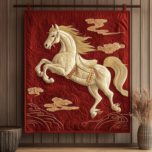 Celestial Wealth Horse Quilt Blanket