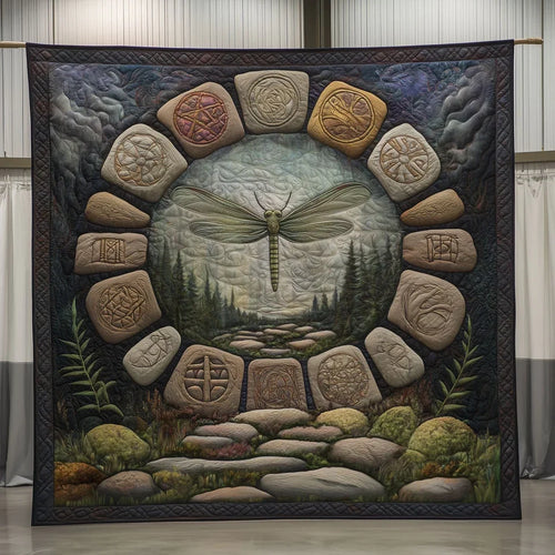 Celtic Circle Dragonfly Quilt Blanket