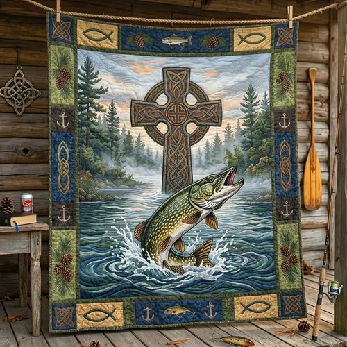 Celtic Cross Fishing Quilt Blanket