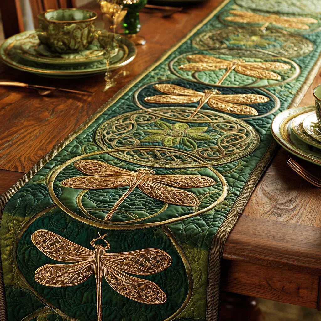 Celtic Meadow Dragonfly Quilted Table Runner