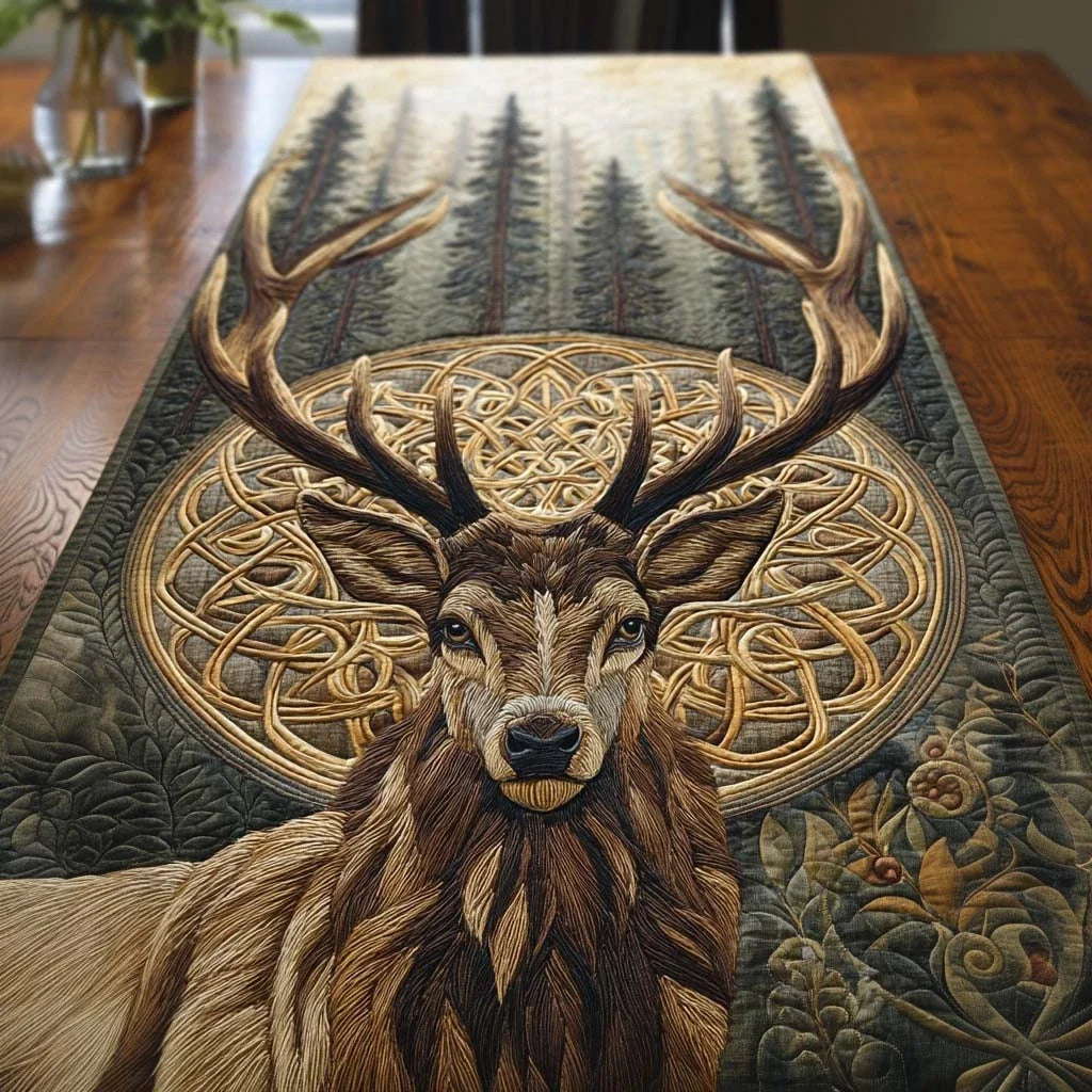 Celtic Stag Circle Quilted Table Runner