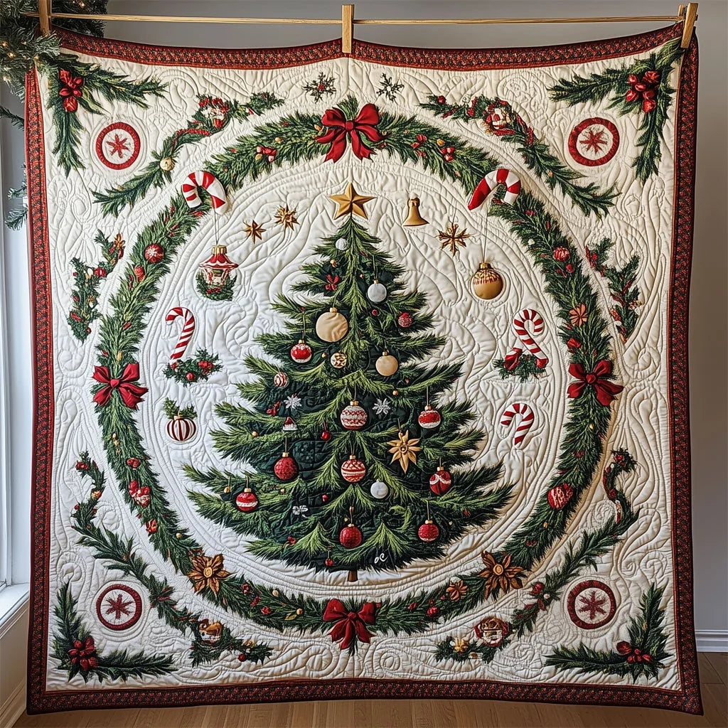 Central Geometrisc Christmas Tree Quilt Blanket