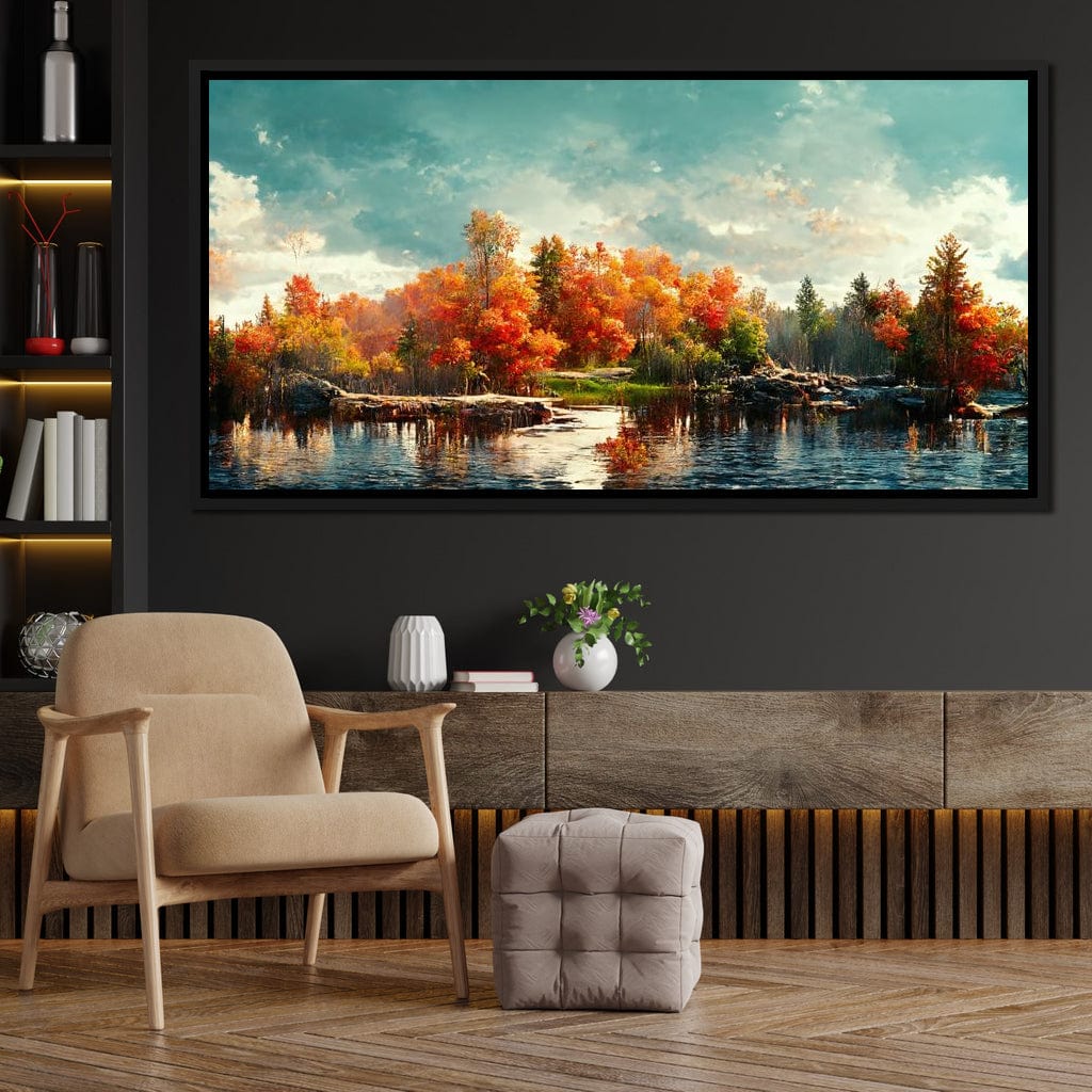 Lakefall Landscape Canvas Wall Art