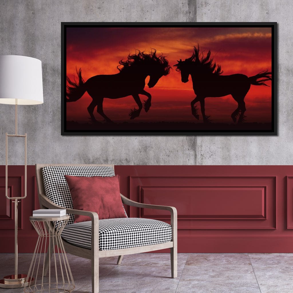 Stallion Sunset Canvas Wall Art
