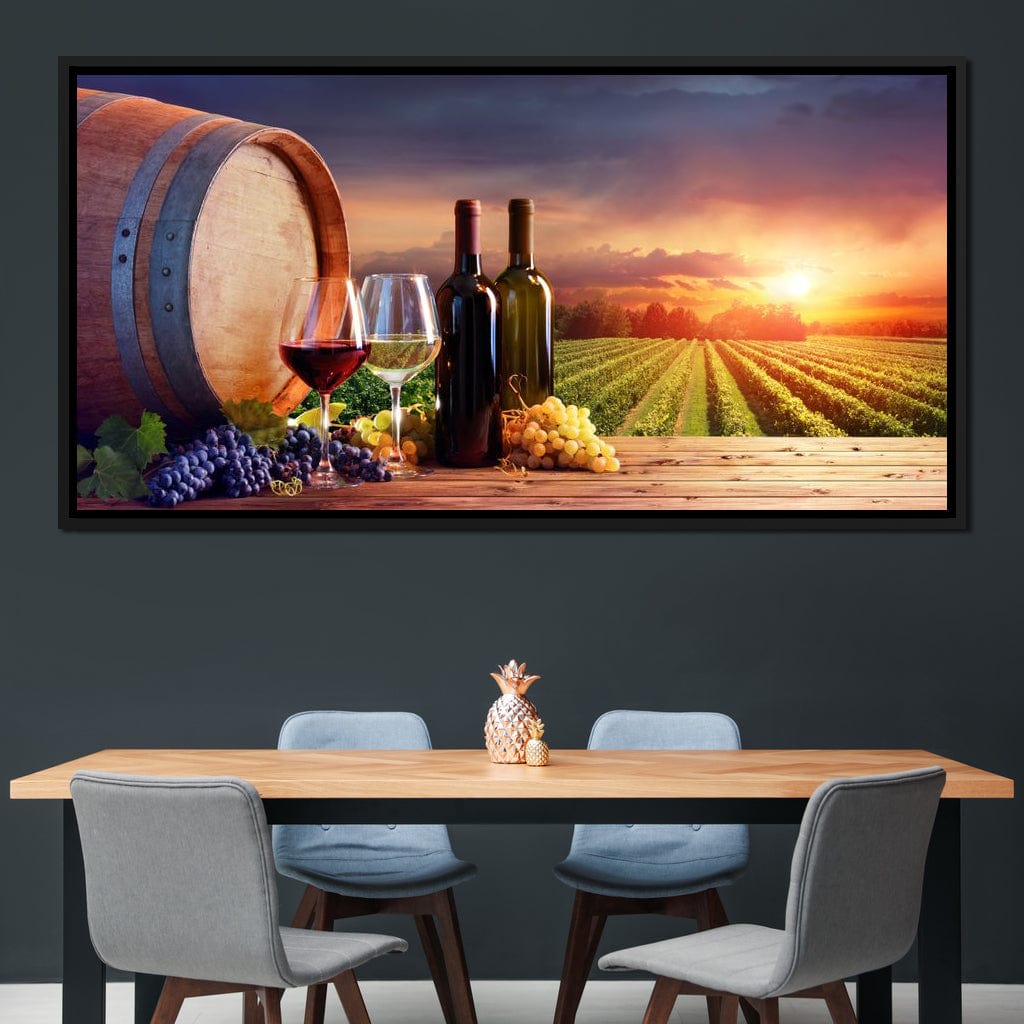 Wine Valley Sunset Canvas Wall Art