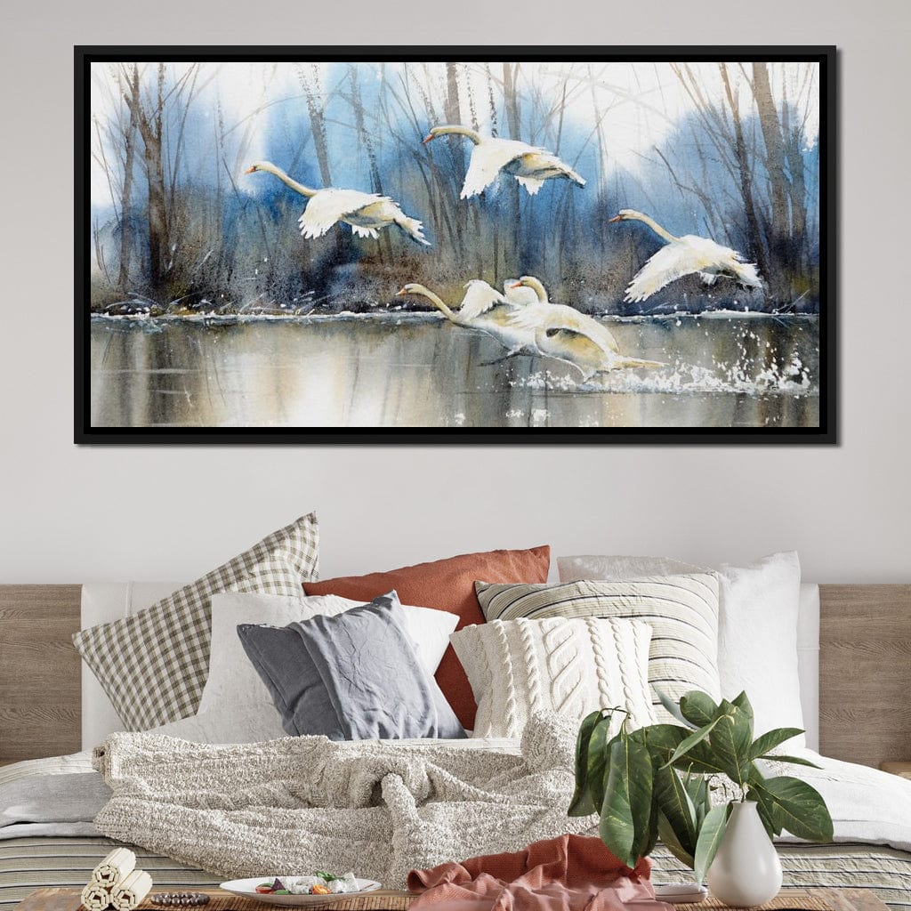 White Swans Canvas Wall Art