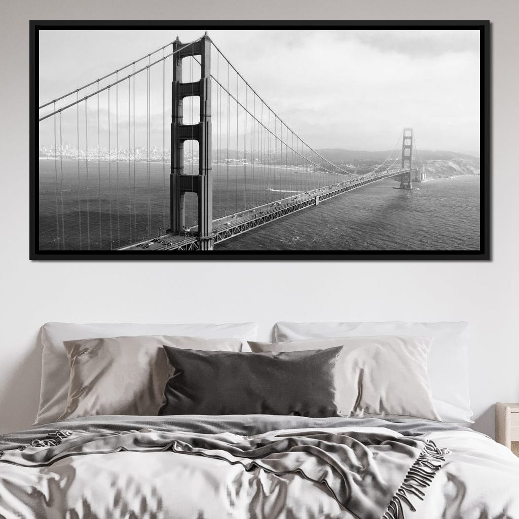 Golden Gate Bridge in Black & White Canvas Wall Art