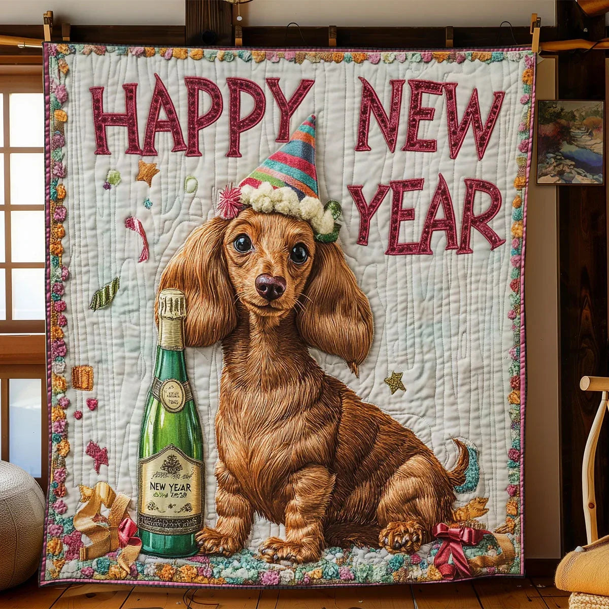 Champagne Paws Quilt Blanket