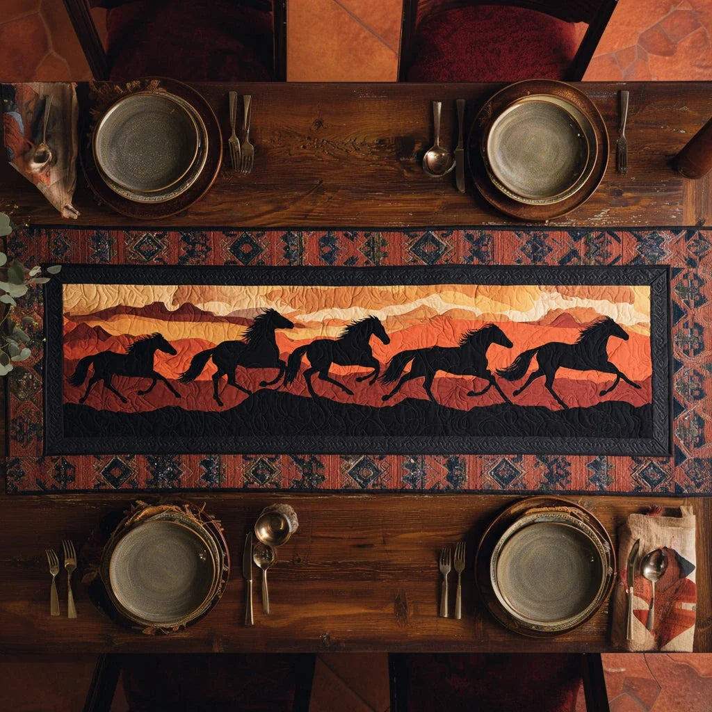 Chariot Horse Triumph Quilted Table Runner