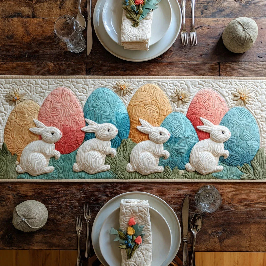 Charming Easter Bunny Quilted Table Runner