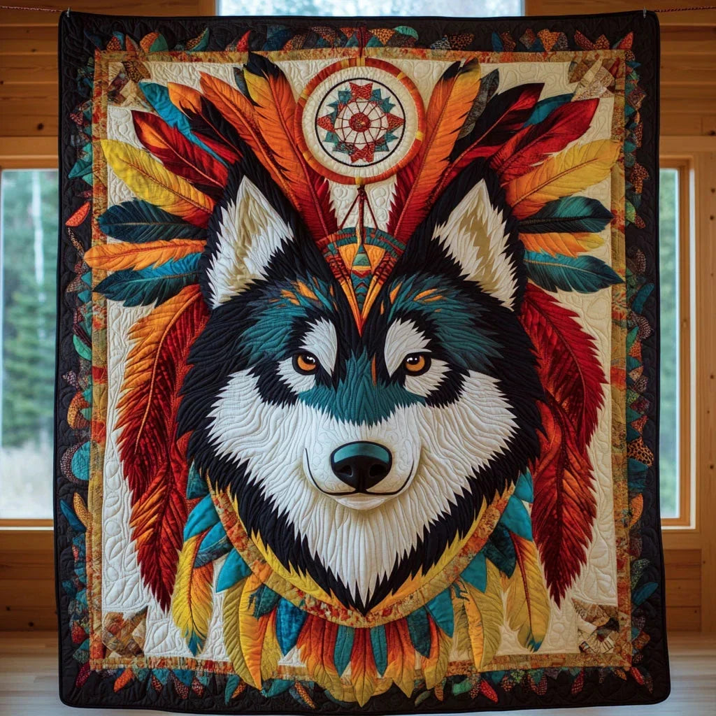 Charming Husky Quilt Blanket