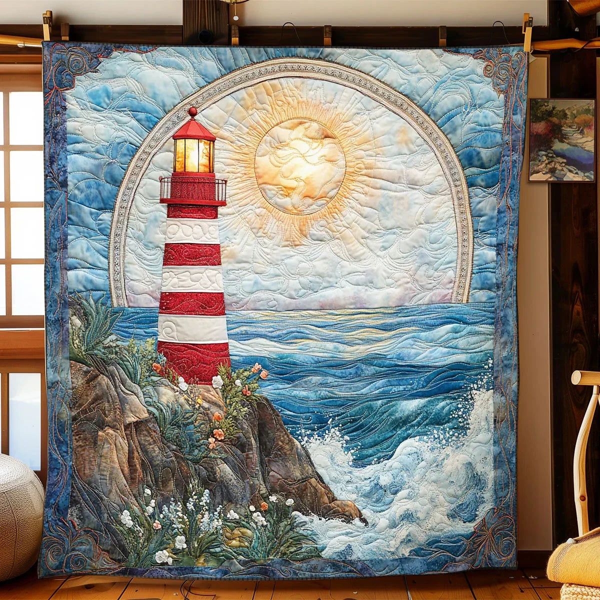 Charming Lighthouse Quilt Blanket