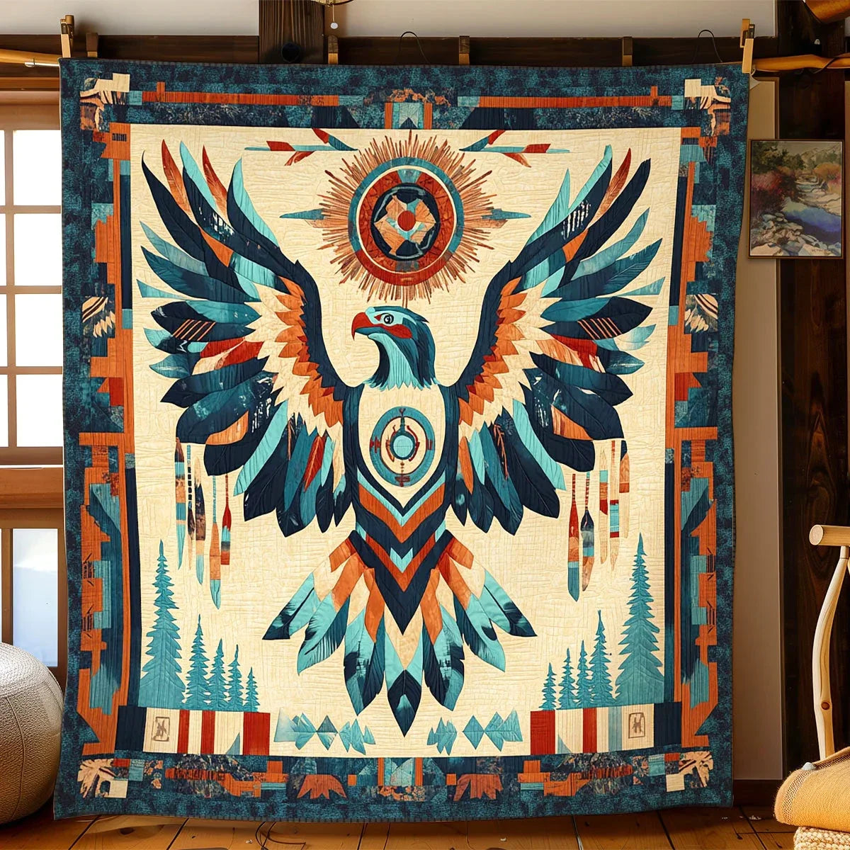 Charming Native Eagle Quilt Blanket