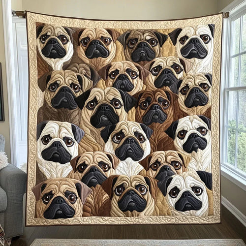 Charming Pug Quilt Blanket
