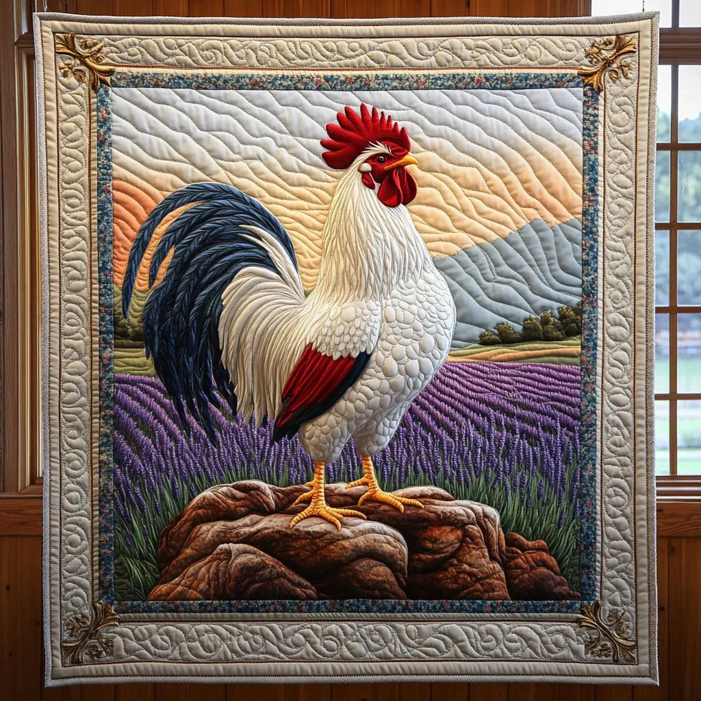 Charming Rooster Quilt Blanket