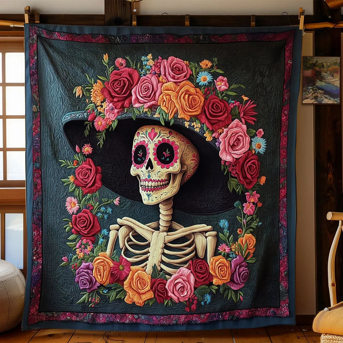 Charming Skeleton Quilt Blanket