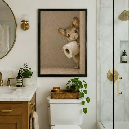 Funny Mouse Toilet Paper Roll Canvas Art Wall Art