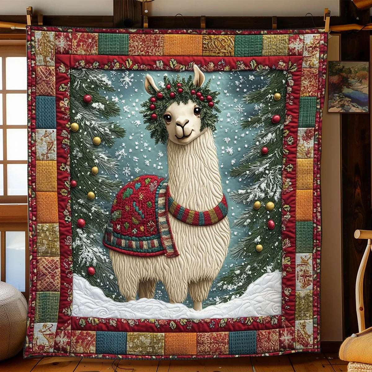 Cheer Llama Quilt Blanket