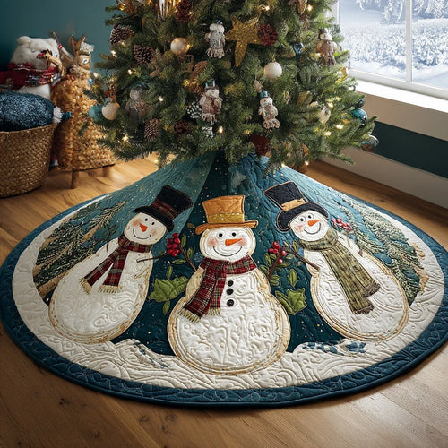 Cheerful Frost Christmas Quilted Tree Skirt