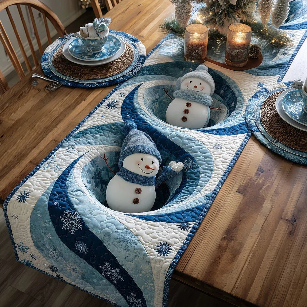 Cheerful Frost Quilted Table Runner