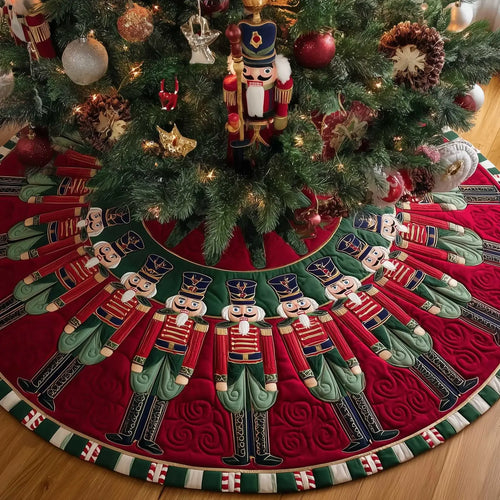 Cheerful Nutcracker Christmas Quilted Tree Skirt