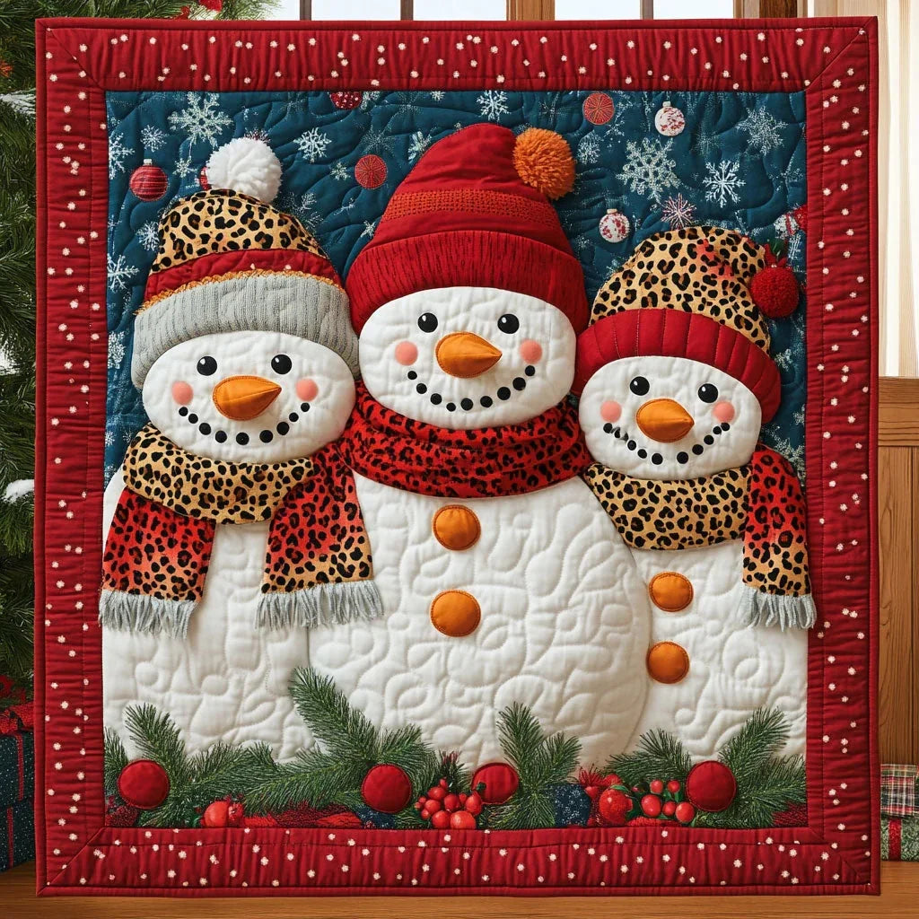 Cheerful Snowman Quilt Blanket