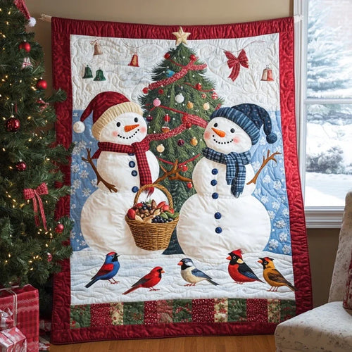 Cheerful Snowmen Quilt Blanket