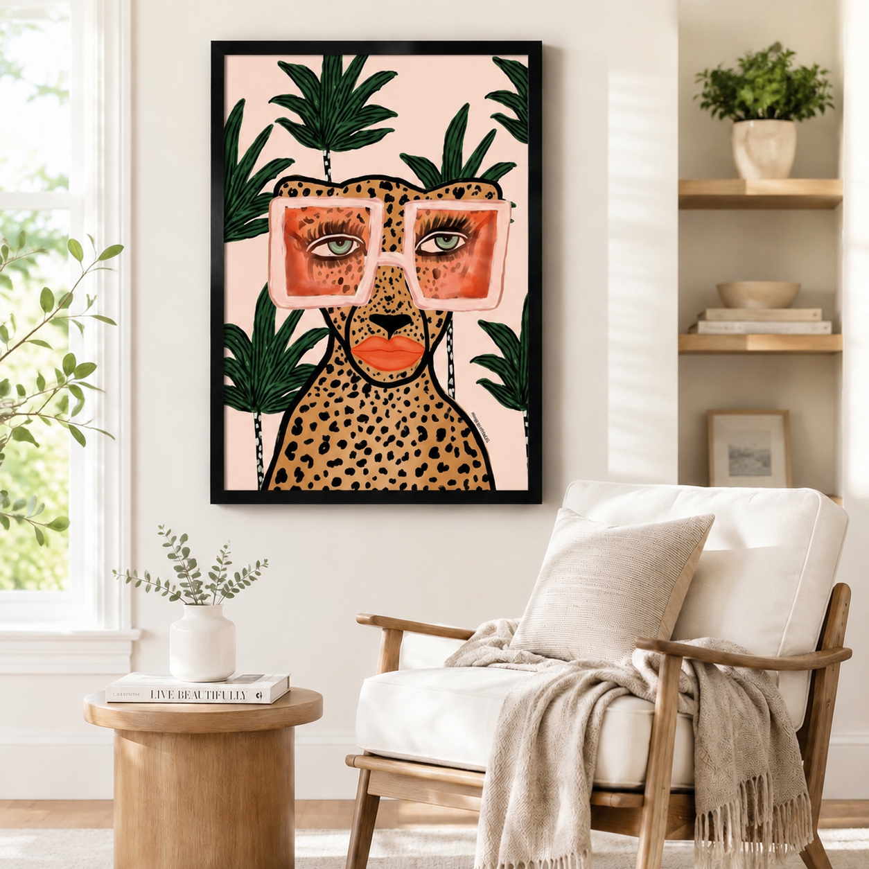 Glam Leopard Pink Sunglasses Tropical Canvas Art