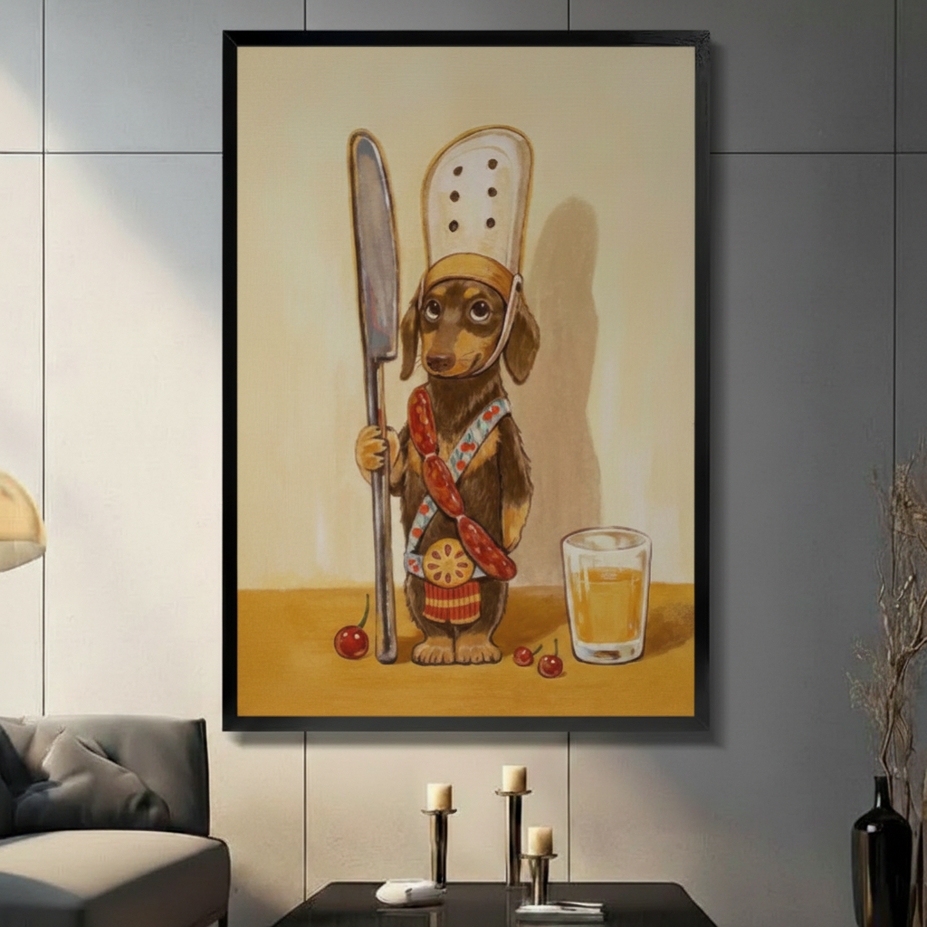 Dachshund Chef Sausage Dog Canvas Wall Art