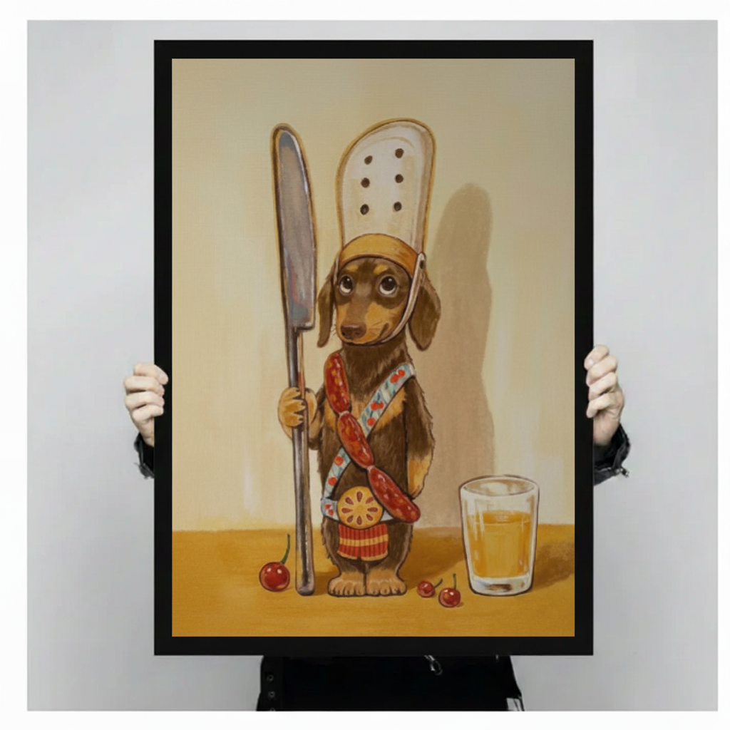 Dachshund Chef Sausage Dog Canvas Wall Art