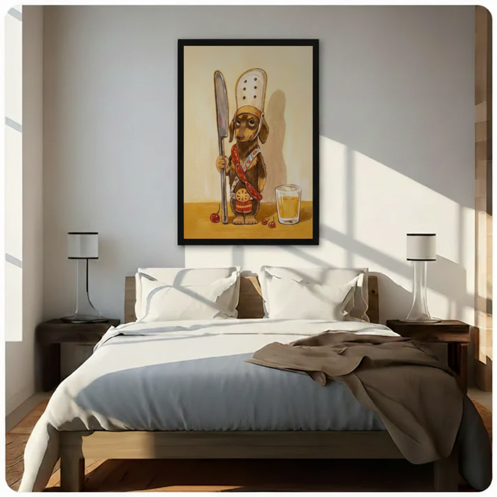 Dachshund Chef Sausage Dog Canvas Wall Art