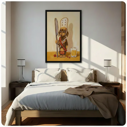 Dachshund Chef Sausage Dog Canvas Wall Art
