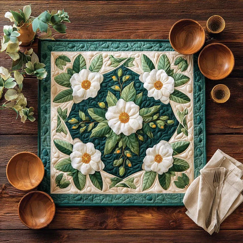 Cherokee Rose Gardenias Quilted Table Topper