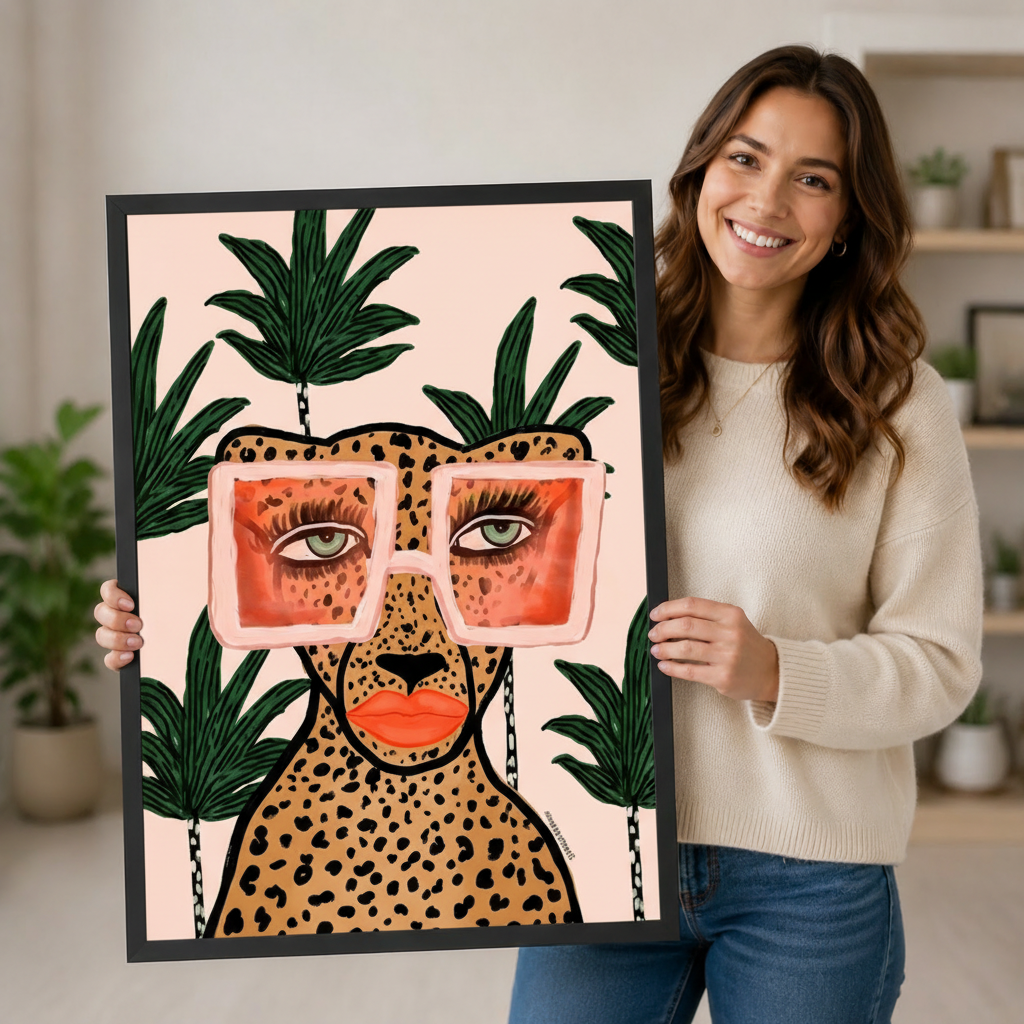 Glam Leopard Pink Sunglasses Tropical Canvas Art