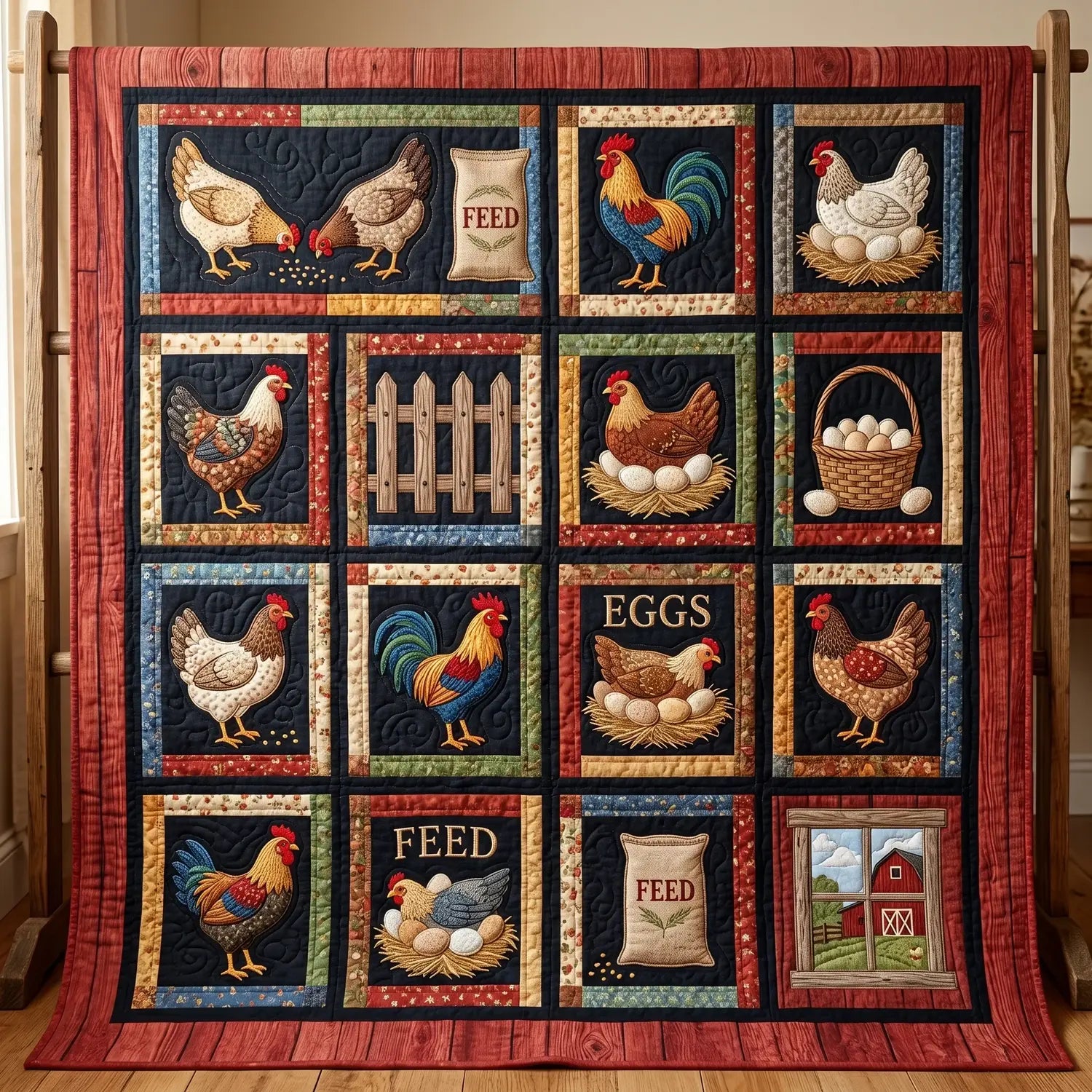 Chicken Farm Quilt Blanket
