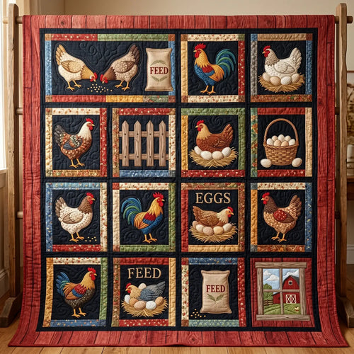 Chicken Farm Quilt Blanket