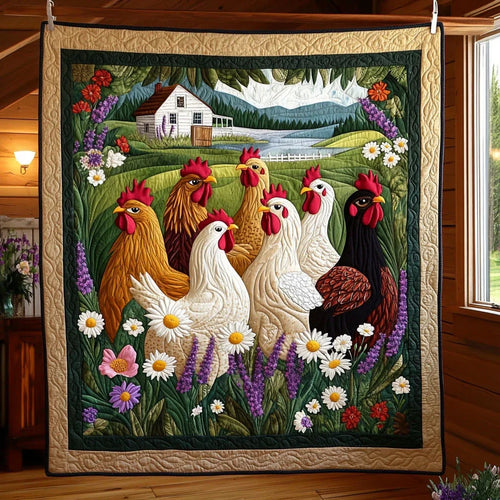 Chicken Farmhouse Quilt Blanket