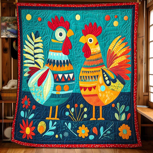 Chicken Pair Quilt Blanket