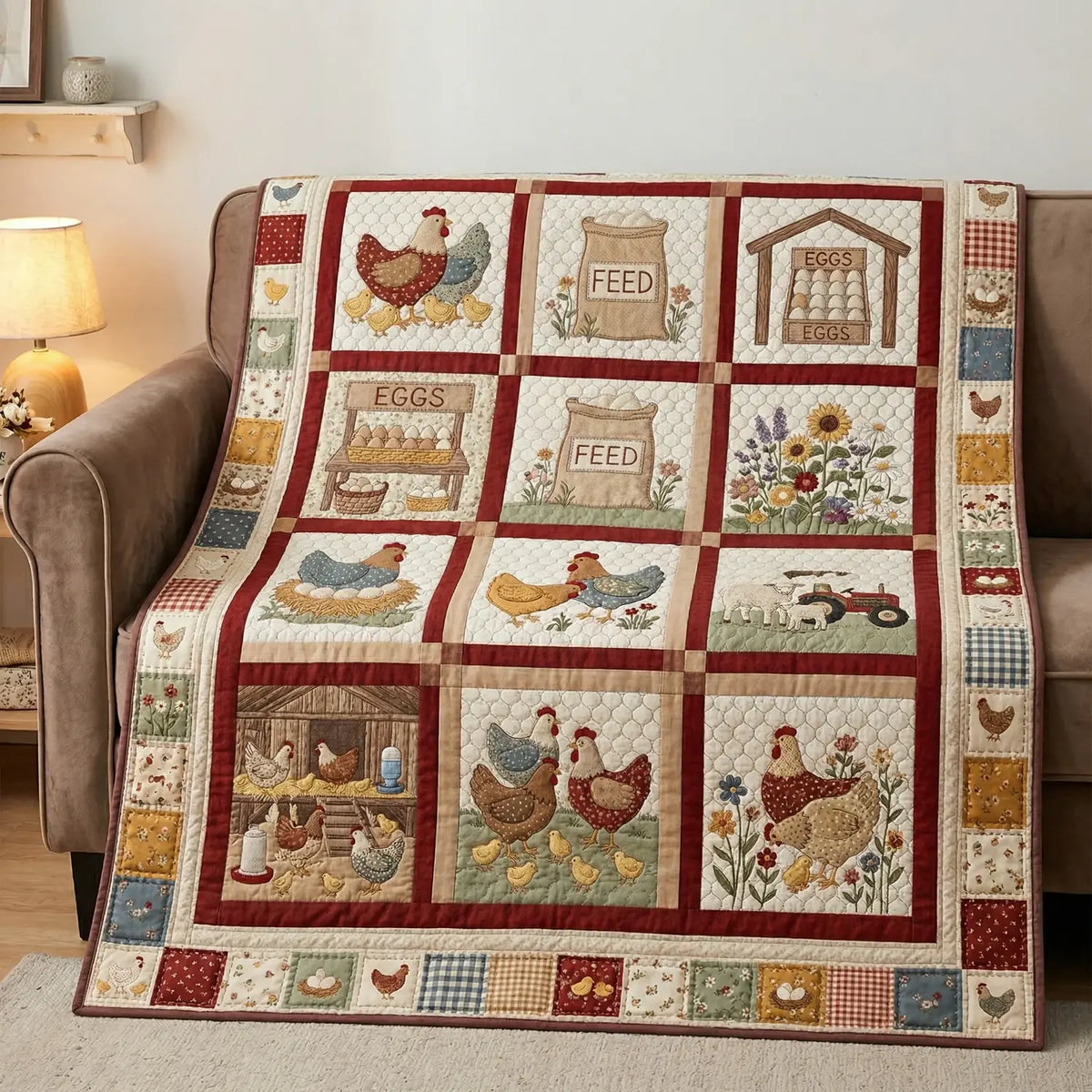 Chickens Quilt Blanket