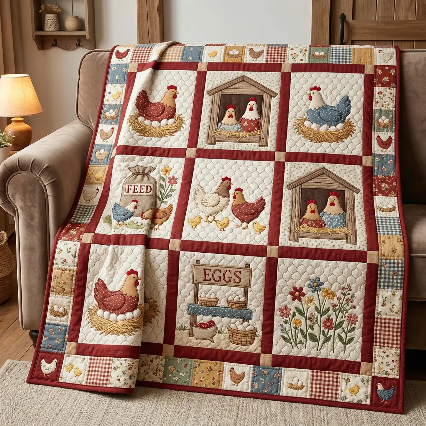 Chickens Quilt Blanket