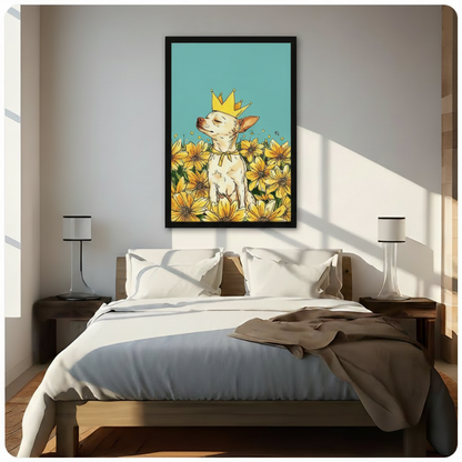 Royal Chihuahua Crown Sunflower Pop Art Canvas
