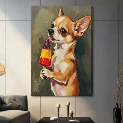 Chihuahua Popsicle Funny Dog Canvas Art Wall Art