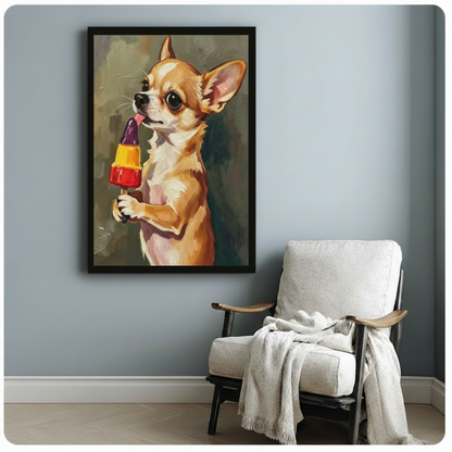 Chihuahua Popsicle Funny Dog Canvas Art Wall Art