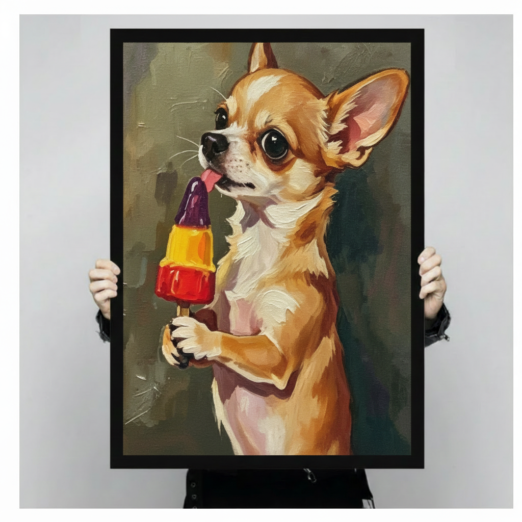 Chihuahua Popsicle Funny Dog Canvas Art Wall Art