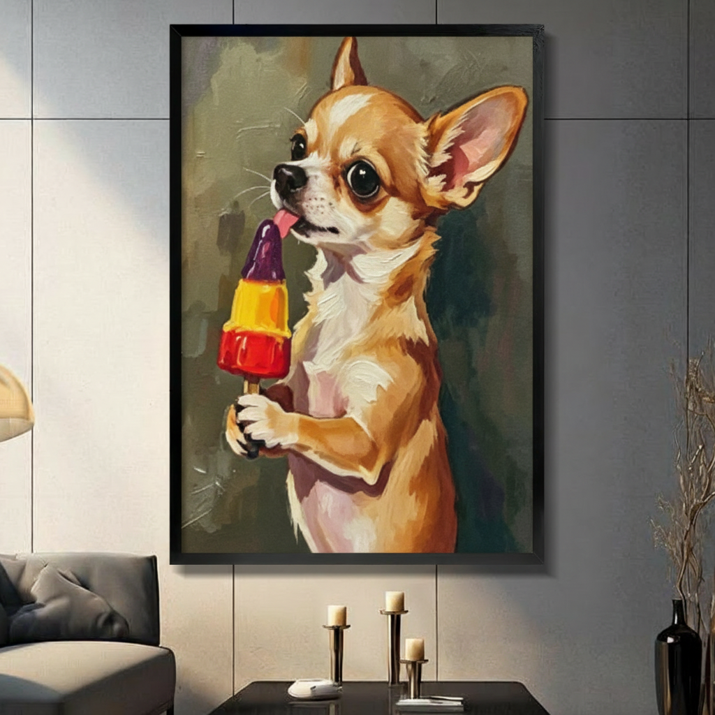 Chihuahua Popsicle Funny Dog Canvas Art Wall Art