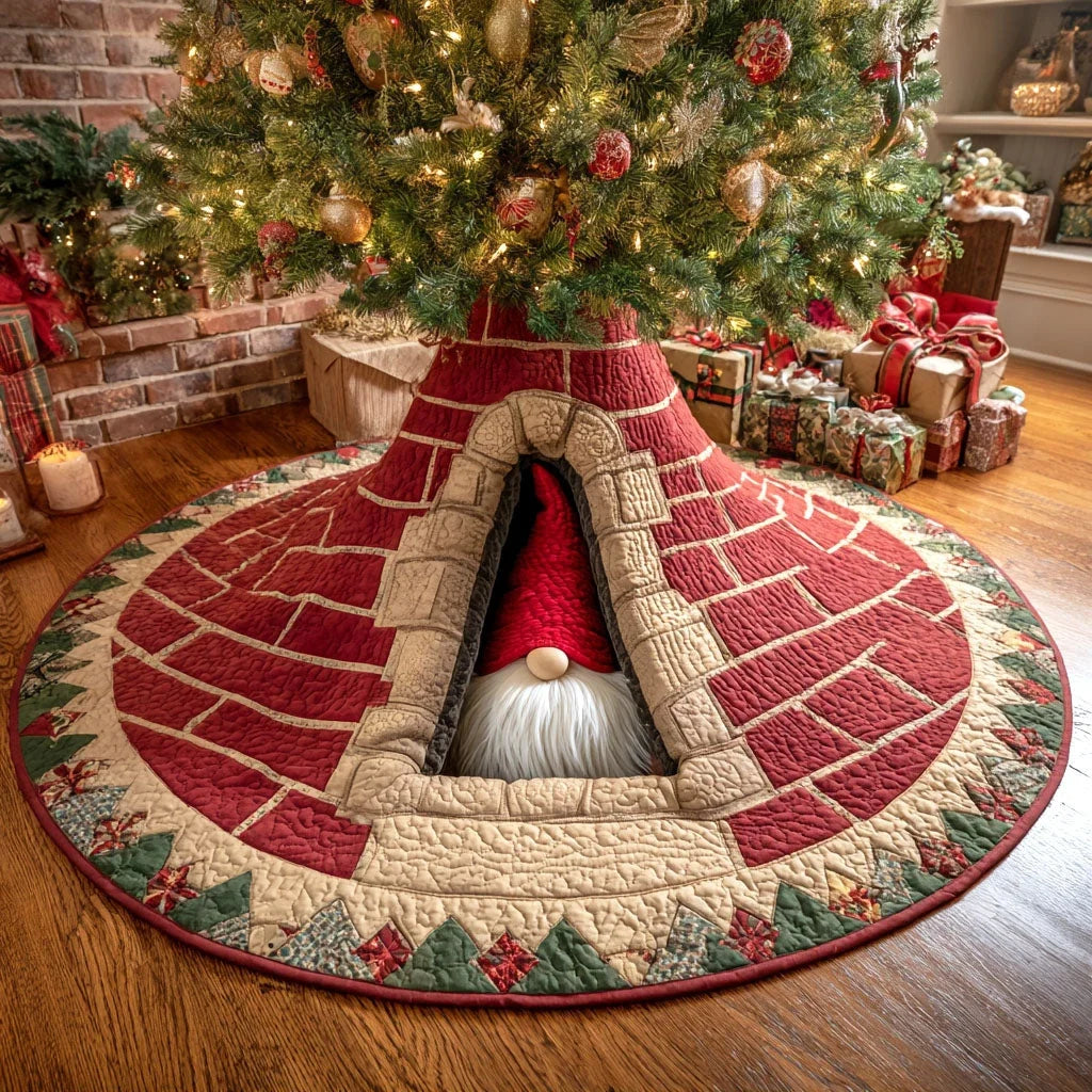 Chimney Surprise Christmas Quilted Tree Skirt