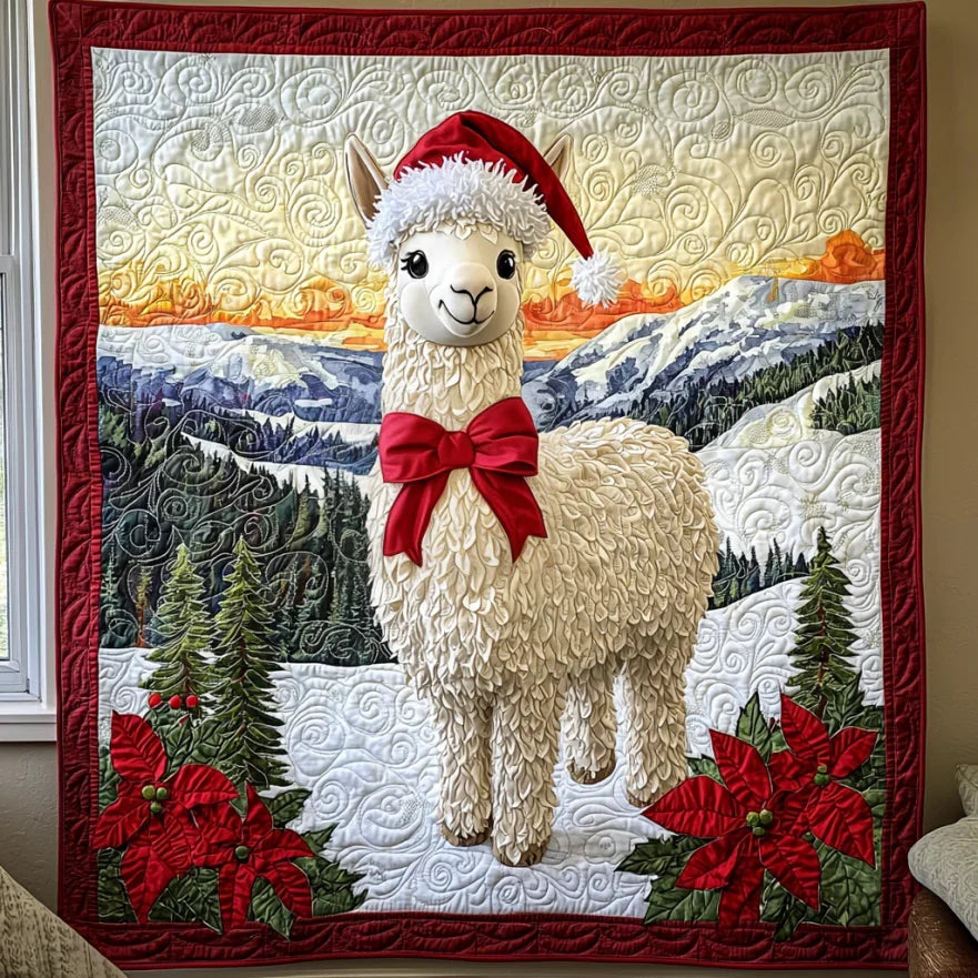 Chirstmas Llama Quilt Blanket