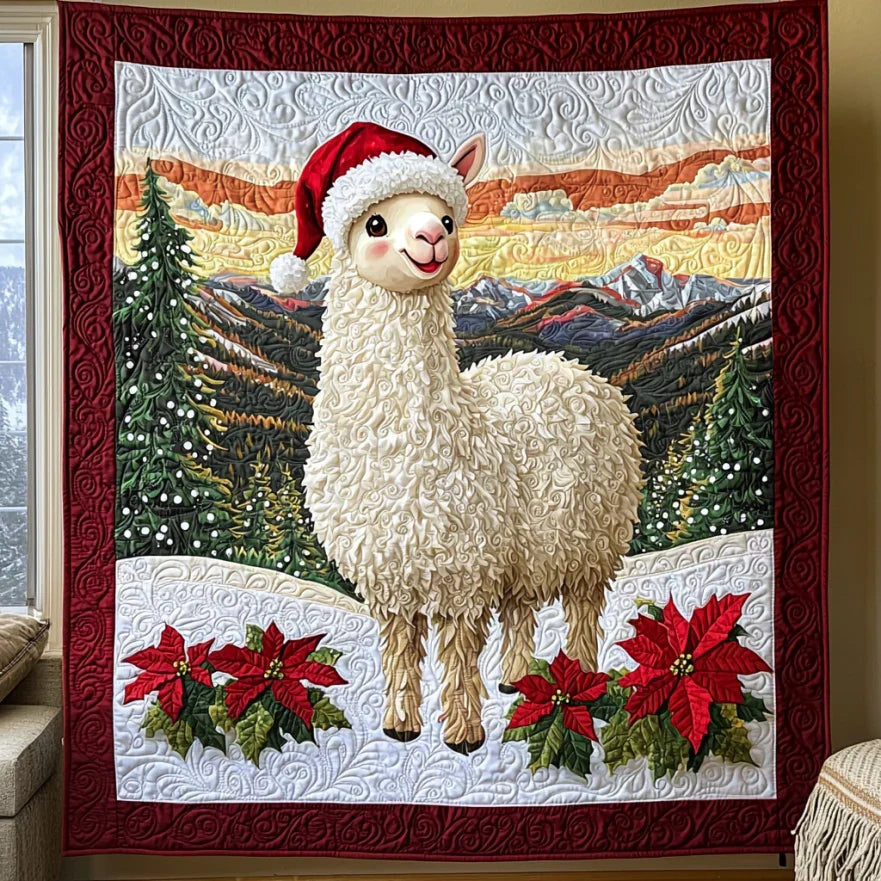 Chirstmas Llama Quilt Blanket