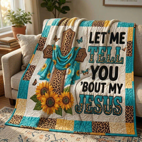 Christian Cross Sunflower Quilt Blanket
