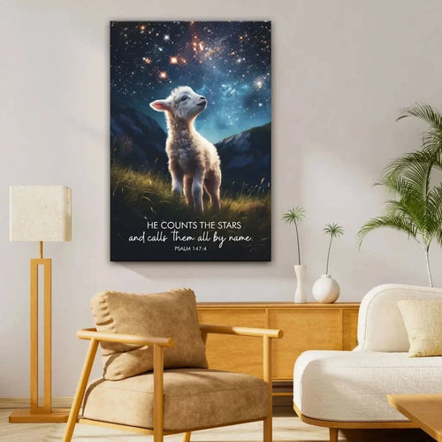 he counts the stars and calls them all by name psalm 147 4 wall art canvas (Landscape)
